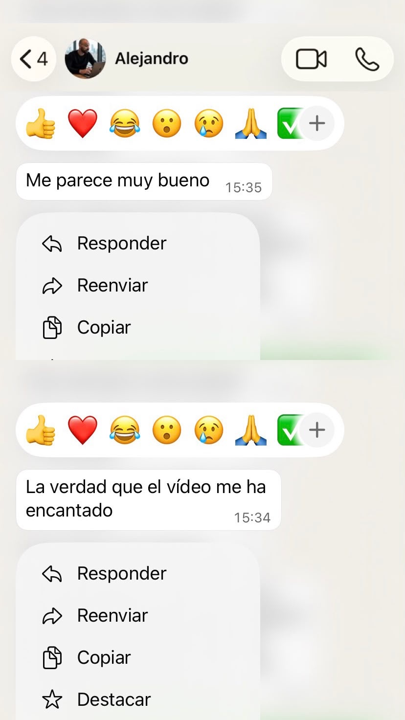 Alejandro diciendo que el video le encantó