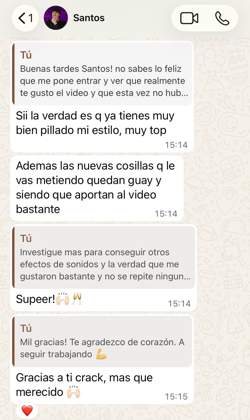 Santos valorando la puntualidad y seriedad del trabajo